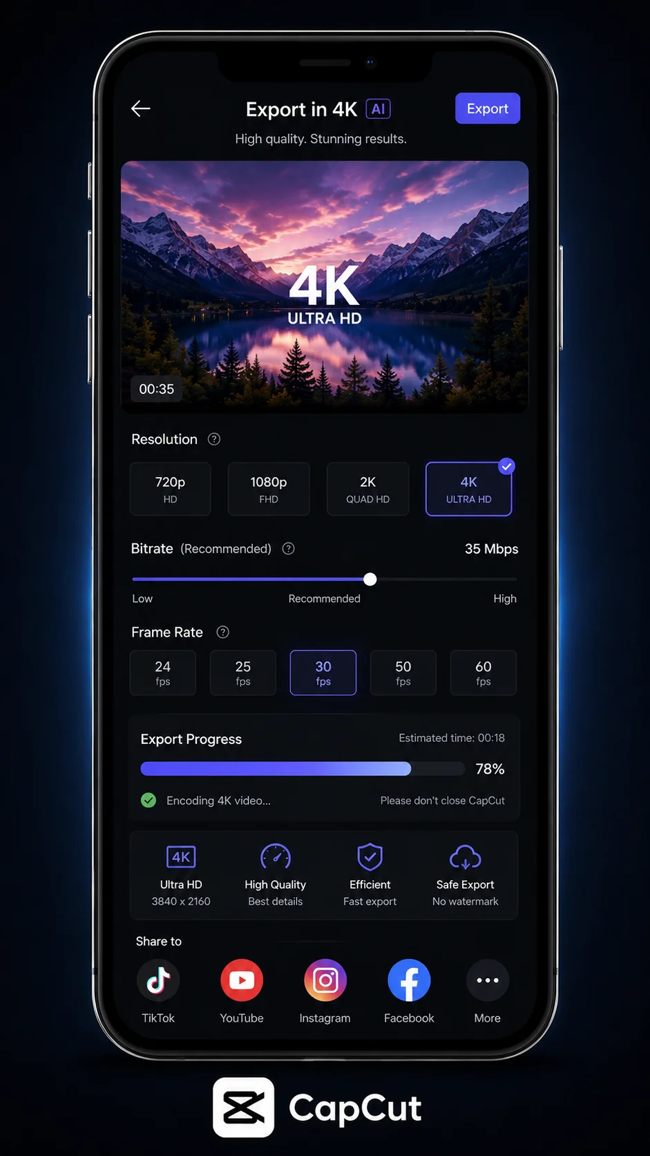 CapCut 4K Video Export