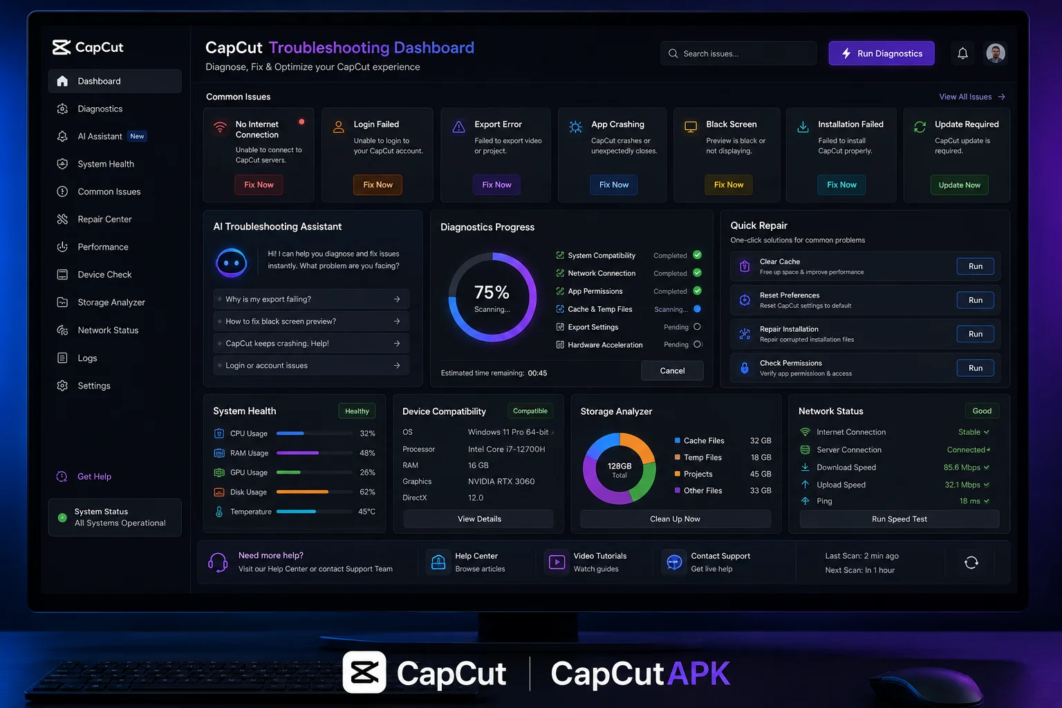 CapCut Troubleshooting Dashboard